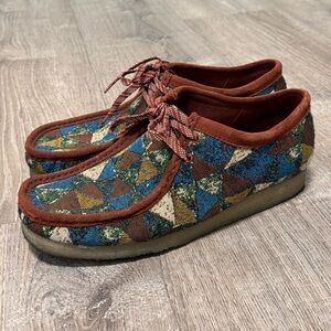Clarks original Patchwork Wallabees 11.5 brown blue suede